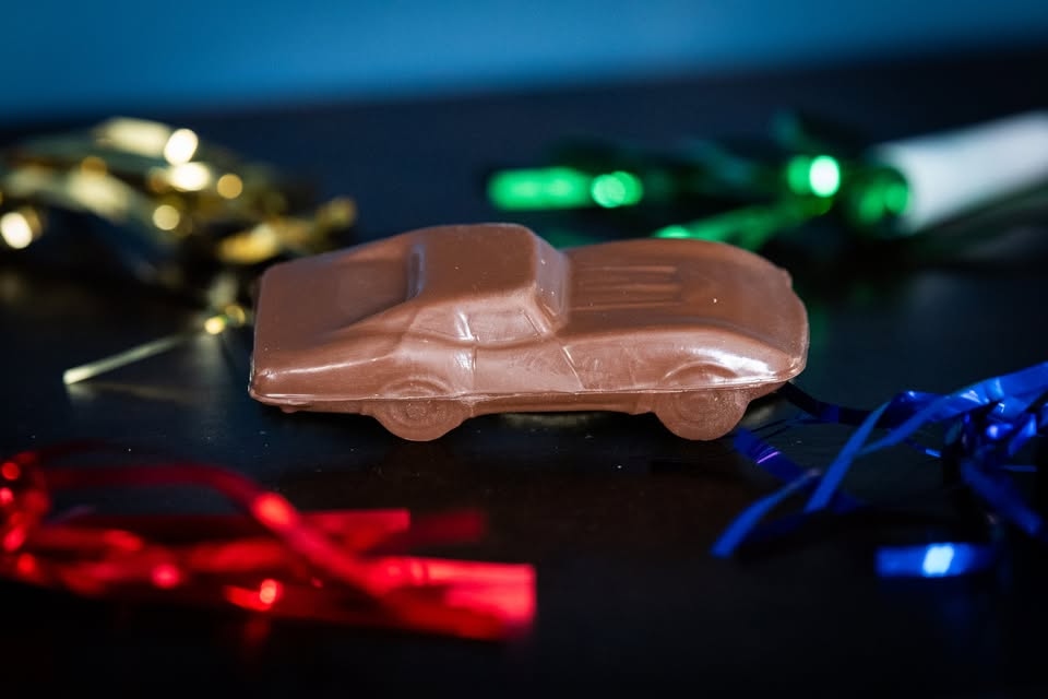 Premium 3D solid milk chocolate sports car